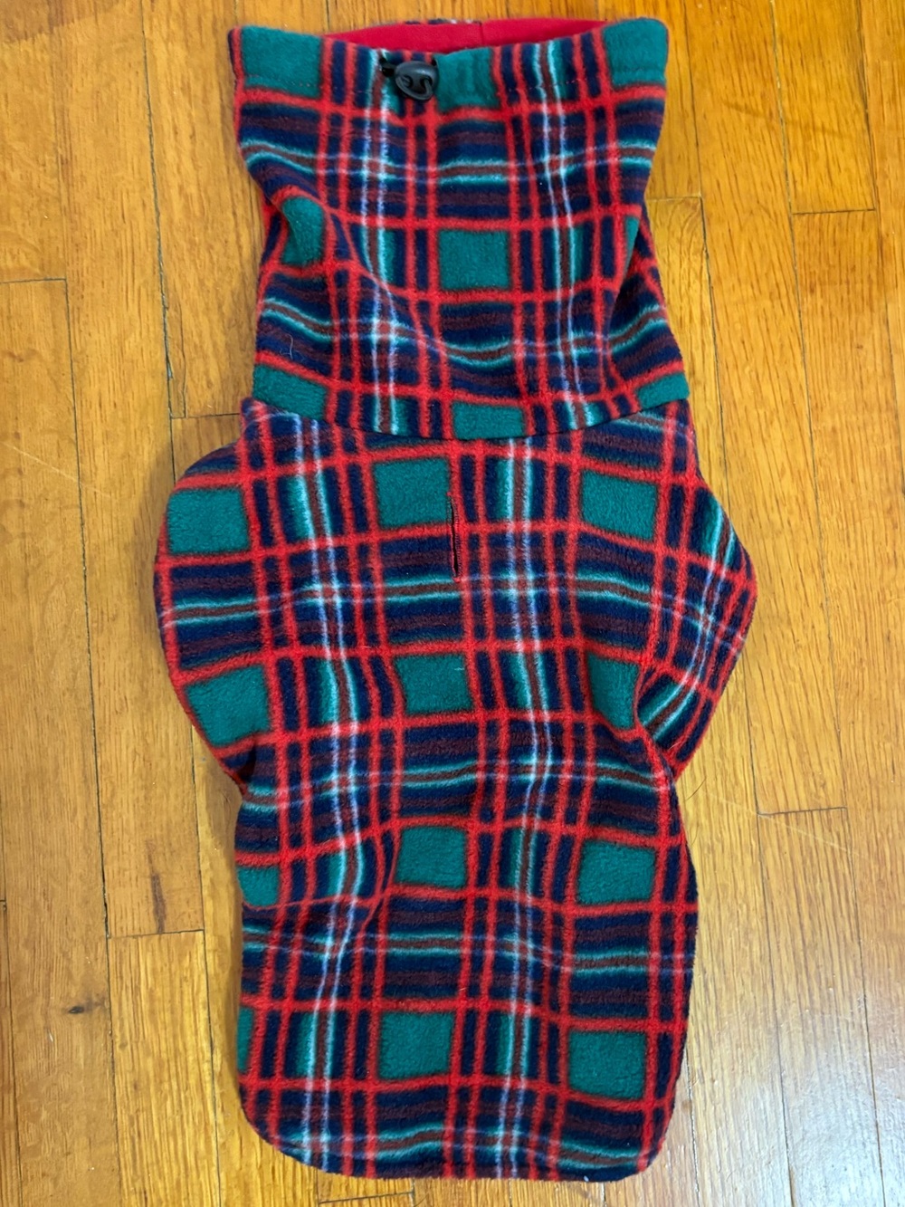 Fleece Plaid Turtleneck Hood Dog Coat XS-S